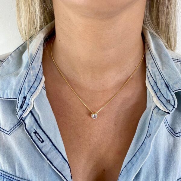 Colar Karlotta Lara Ponto de luz com Zircônia Folheado Ouro 18K
