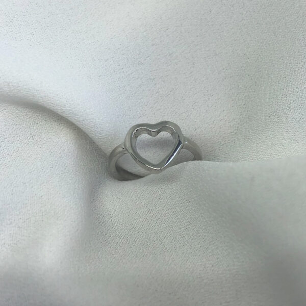 Anel Falange/Dedinho Karlotta Laura Coração Folheado Rodio Branco