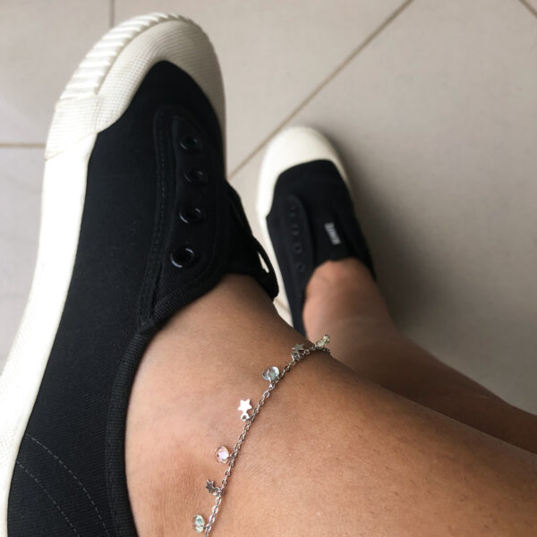 Tornozeleira Karlotta Manoela Folheado Rodio Branco