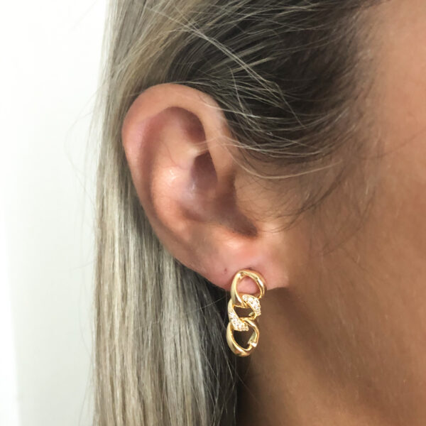 Brinco Karlotta Jéssica com Zircônia Folheado Ouro 18K