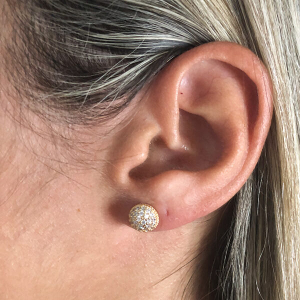 Brinco Karlotta Lívia Cravejada com Zircônia Folheado Ouro 18K