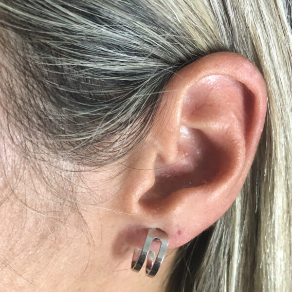 Brinco de Argola Karen Folheado Rodio Branco