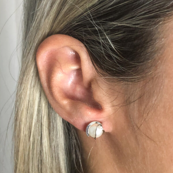 Brinco Karlotta Ariel Folhado Rodio Branco