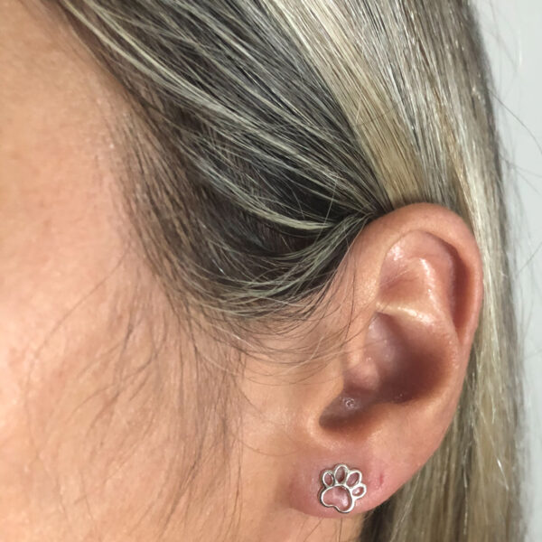 Brinco Patinha Karlotta Marieva Folheado Rodio Branco