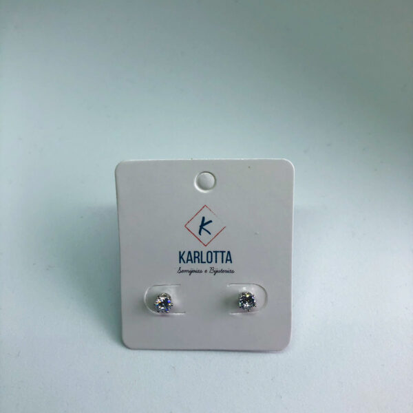 Brinco Karlotta Lara com Zircônia Ponto de luz P Folheado Rodio Branco