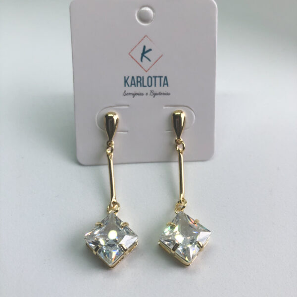 Brinco Karlotta Érica Fio com Zircônia Folheado Ouro 18K