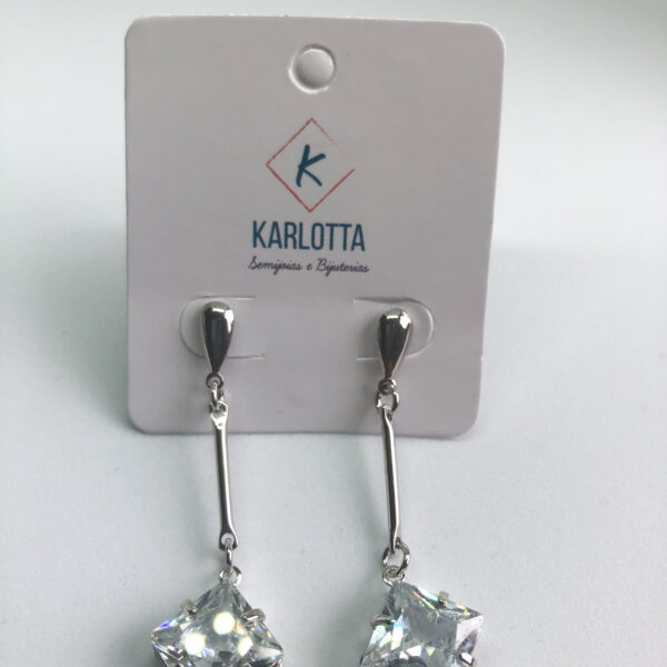 Brinco Karlotta Érica Fio com Zircônia Folheado Rodio Branco