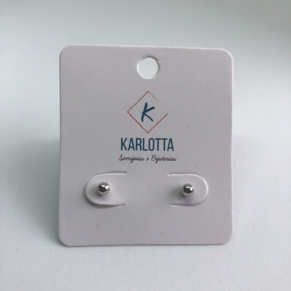 Brinco Karlotta Bianca Bolinha PP Folheado Rodio Branco