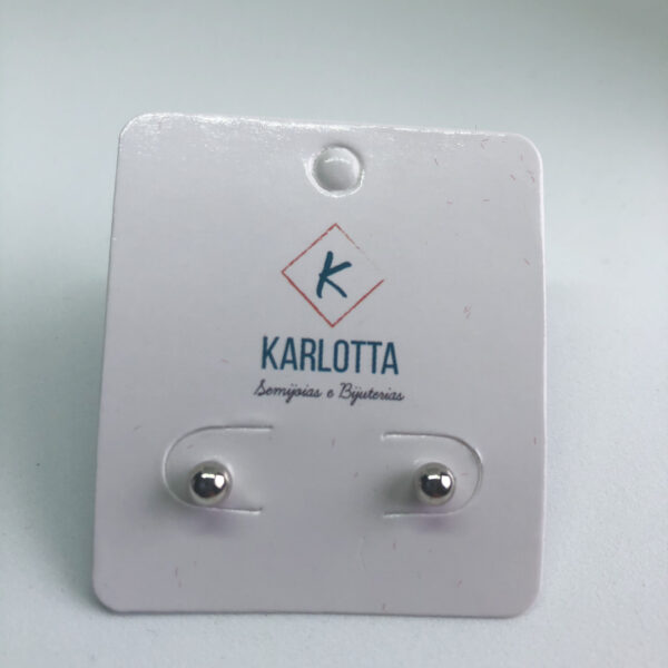 Brinco Karlotta Bianca Bolinha P Folheada Rodio Branco