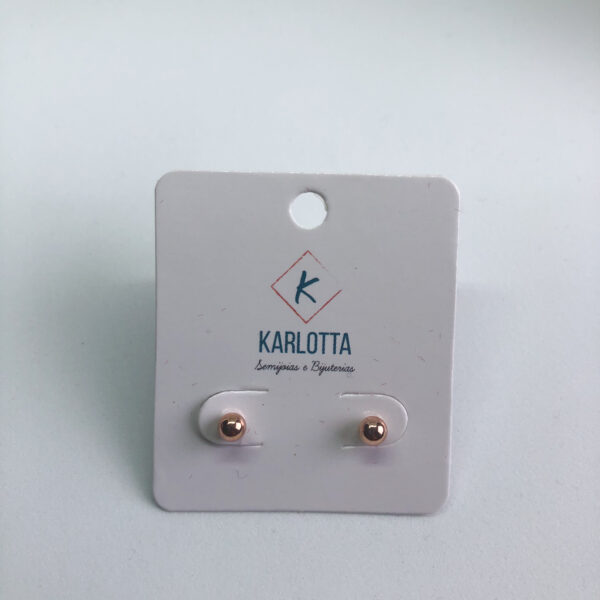 Brinco Karlotta Bianca Bolinha P Folheado Ouro Rosé 18K