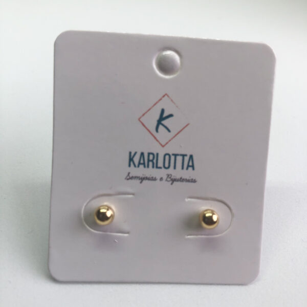 Brinco Karlotta Bianca Bolinha M Folheado Ouro 18K