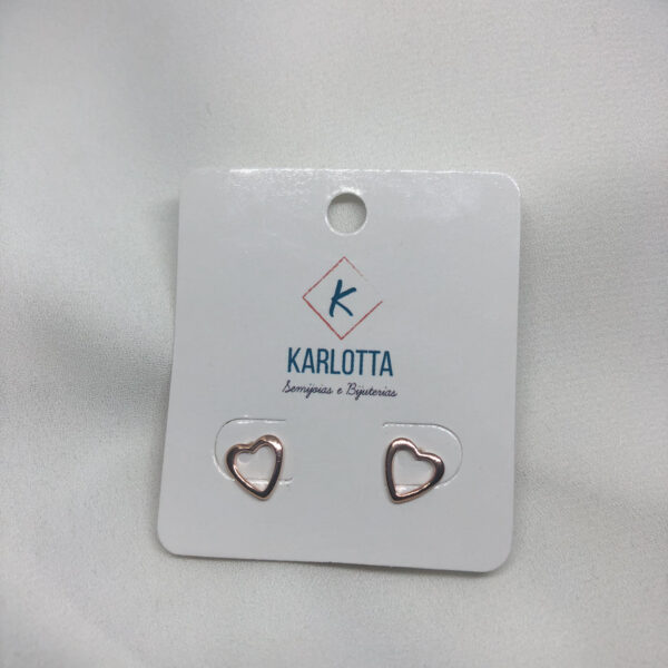 Brinco Karlotta Laura Coração M Folheado Ouro Rosé 18K