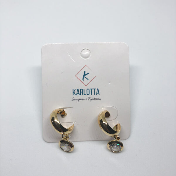 Brinco de Argola Karlotta Clara com Zircônia Folheado Ouro 18K