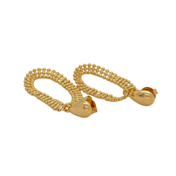 Brinco Karlotta Francisca Gota com Bolinhas Banhado Ouro 18k
