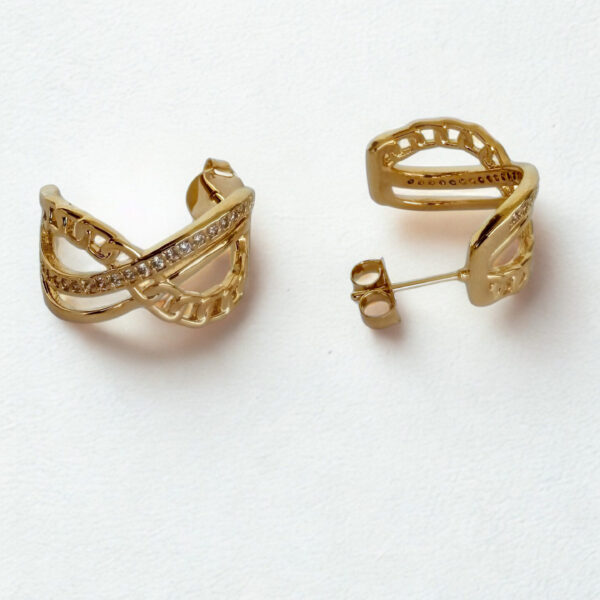 Brinco Karlotta Maria Izabel Infinito com Pedras Banhado a Ouro 18k