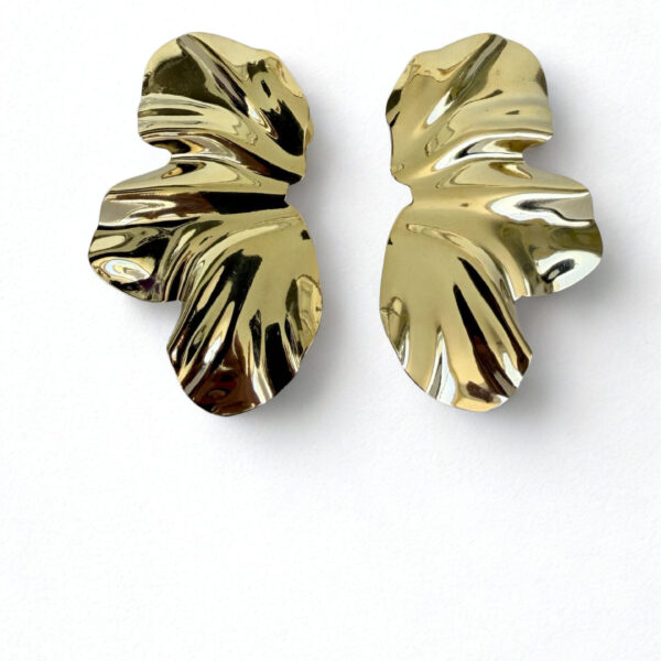 Brinco Karlotta Maria Clara Flor Cortada Banhado a Ouro 18k