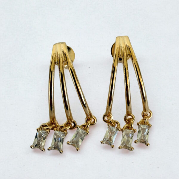 Brinco Karlotta Ale Chuva com Zirconio Banhado a Ouro 18k