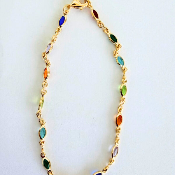 Pulseira Karlotta Sofia Gota colorida Folheada a Ouro 18k