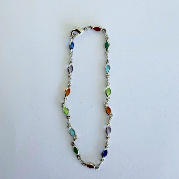 Pulseira Karlotta Sofia Gota colorida Folheada a Ródio